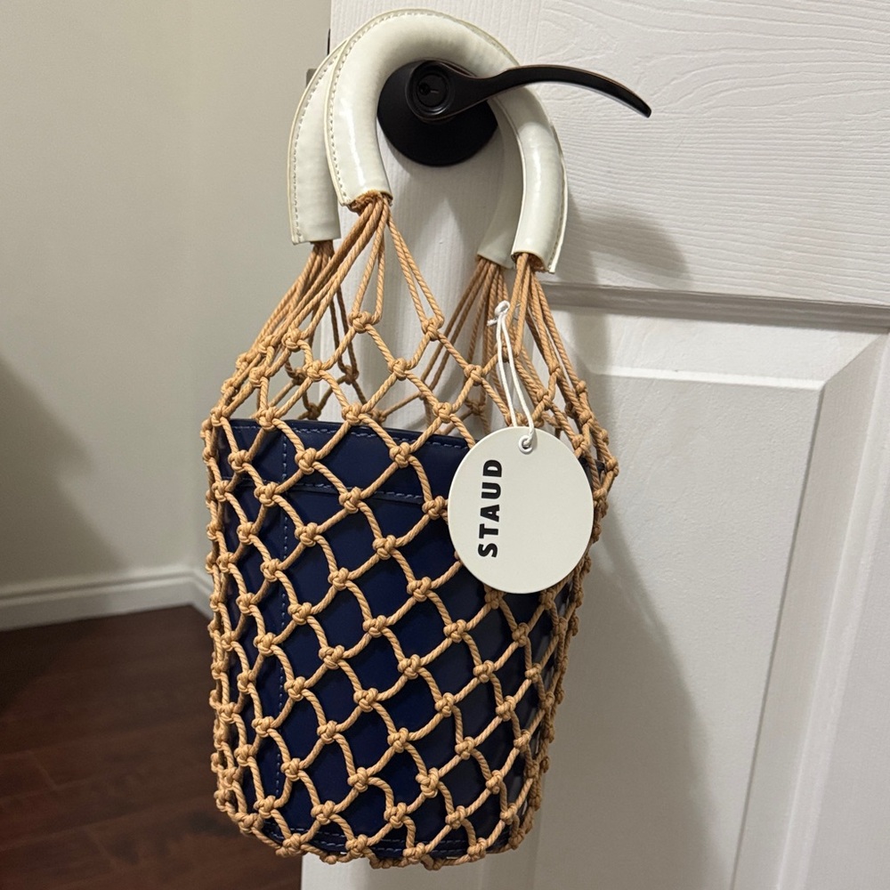 STAUD Blue and Tan Net Bag